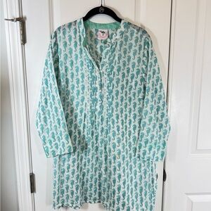 Shrimp & Grits Kids Seahorse Coastal Tunic Dress Cotton Beach Summer Preppy L